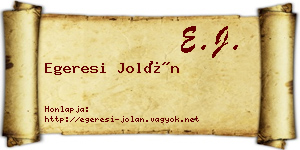 Egeresi Jolán névjegykártya