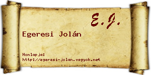 Egeresi Jolán névjegykártya